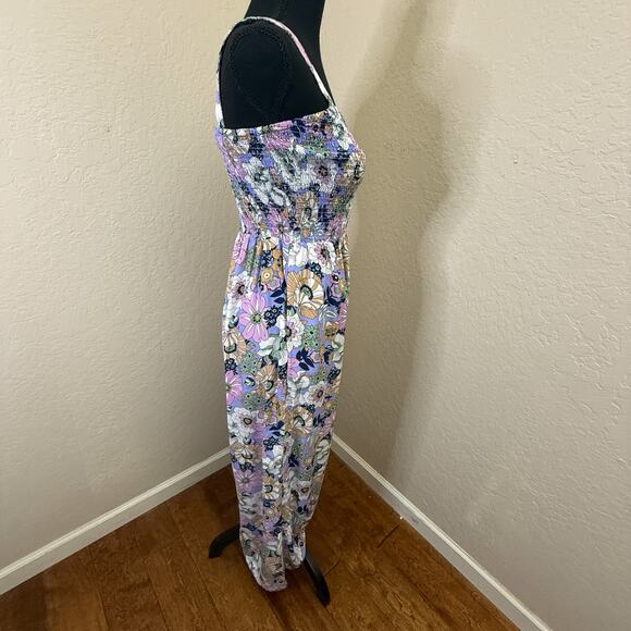 Dokotoo Floral Smocked Maxi Dress Multicolor Square Neck Sleeveless Boho Summer - Picture 3 of 6